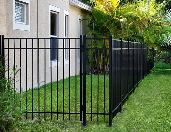 Black aluminum fence installation in Kansas City, MO.