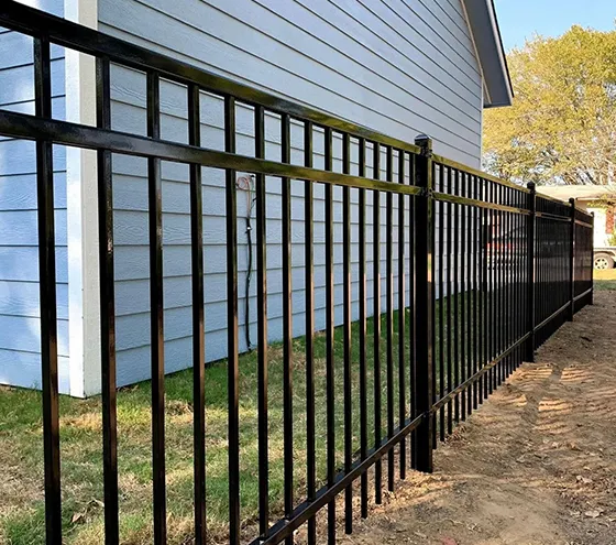 New black aluminum fence installed in Independence, MO.