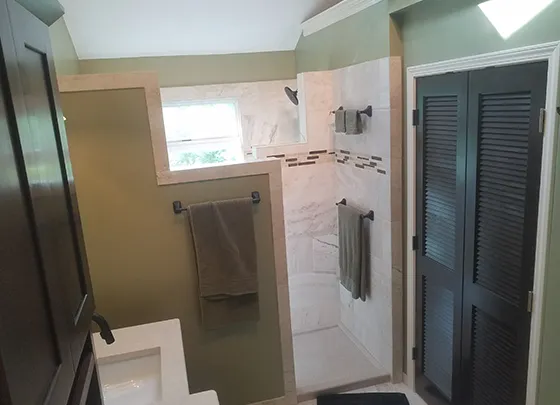Completed bathroom remodeling project by Kansas City handyman.