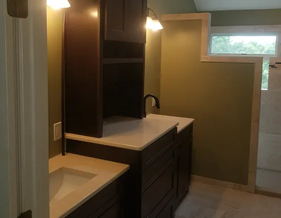 New vanity and sink installation in bathroom in Lee's Summit MO.